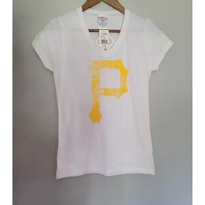 Pittsburgh Pirates MLB V-Neck T-Shirt White Sports Fan Apparel Small NWT Flaw- M